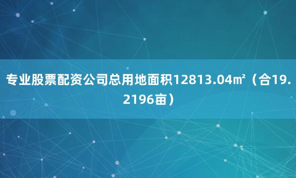 专业股票配资公司总用地面积12813.04㎡（合19.2196亩）
